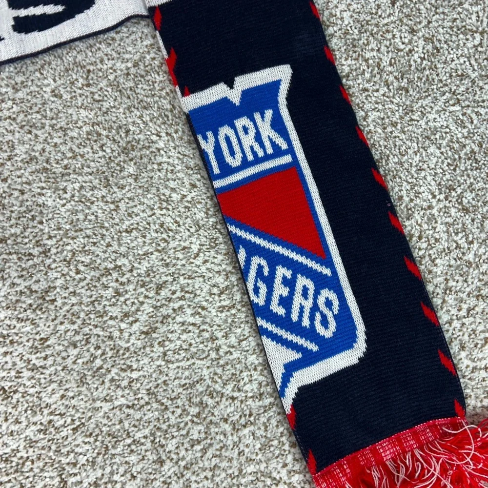 New York Rangers Scarf Mens One Size Blue Red White Knit NHL Hockey Fan Gear